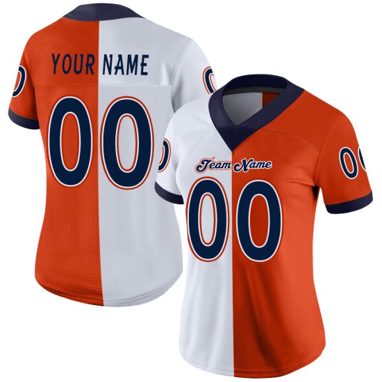 Maglia da calcio personalizzata alla moda in mesh arancione blu navy e bianco divisa Maglia da calcio personalizzata alla moda in mesh arancione blu navy e bianco divisa