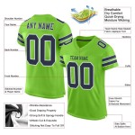 Maglia da calcio autentica blu navy e bianca, personalizzata, verde neon Maglia da calcio autentica blu navy e bianca, personalizzata, verde neon