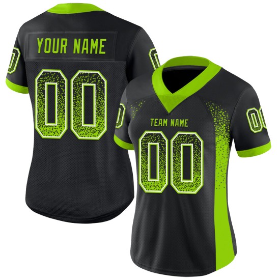 Maglia da football Drift Mesh Fashion personalizzata verde-bianca nera al neon Maglia da football Drift Mesh Fashion personalizzata verde-bianca nera al neon