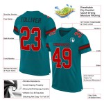 Maglia da football autentica verde acqua personalizzata in maglia rosso-nera Maglia da football autentica verde acqua personalizzata in maglia rosso-nera