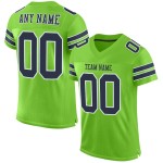 Maglia da calcio autentica blu navy e bianca, personalizzata, verde neon Maglia da calcio autentica blu navy e bianca, personalizzata, verde neon
