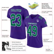 Maglia da football autentica Kelly Green-White personalizzata in maglia viola Maglia da football autentica Kelly Green-White personalizzata in maglia viola