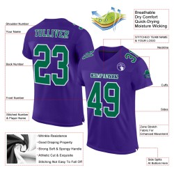 Maglia da football autentica Kelly Green-White personalizzata in maglia viola