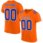 Maglia da calcio arancione autentica personalizzata in maglia blu royal-bianca Maglia da calcio arancione autentica personalizzata in maglia blu royal-bianca