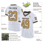Maglia da football bianca personalizzata, autentica, in maglia nera e oro, stile retrò Maglia da football bianca personalizzata, autentica, in maglia nera e oro, stile retrò