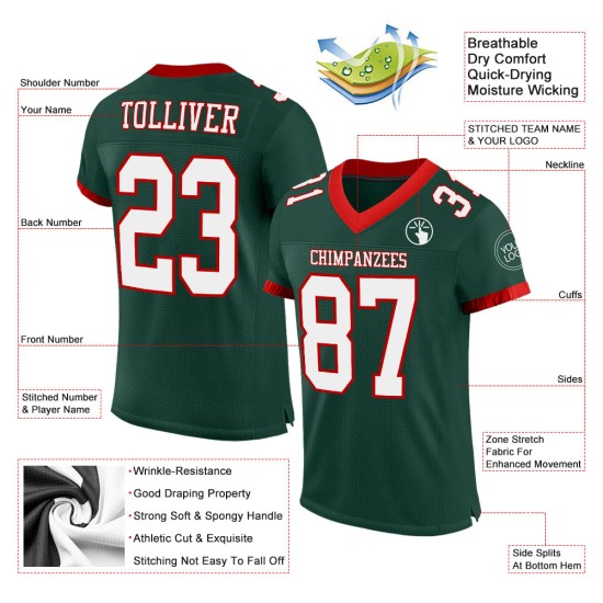 Maglia da calcio verde bianca e rossa autentica personalizzata Maglia da calcio verde bianca e rossa autentica personalizzata