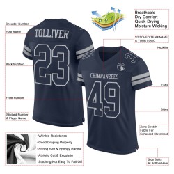 Maglia da football blu navy personalizzata autentica grigia