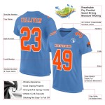 Maglia da calcio leggera autentica personalizzata blu in mesh arancione-bianca Maglia da calcio leggera autentica personalizzata blu in mesh arancione-bianca