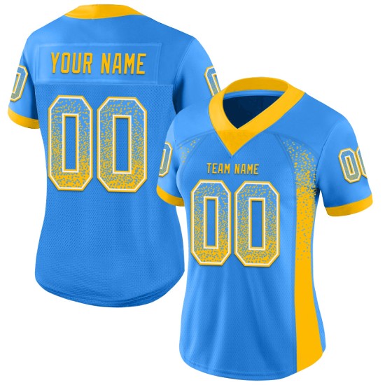 Maglia da calcio personalizzata Drift Mesh Fashion, oro-bianco-blu Maglia da calcio personalizzata Drift Mesh Fashion, oro-bianco-blu