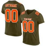 Maglia autentica Olive Salute Football personalizzata in maglia arancione-bianca