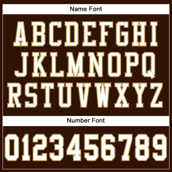 Maglia da football americano in maglia bianca e marrone antico, autentica, personalizzata in oro Maglia da football americano in maglia bianca e marrone antico, autentica, personalizzata in oro