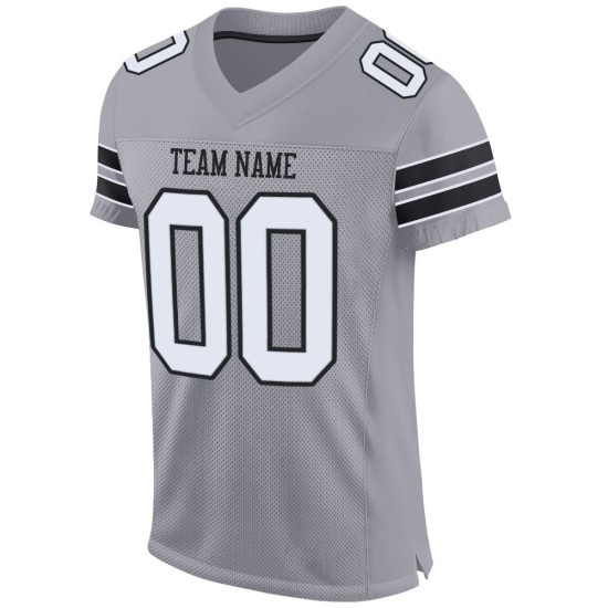 Maglia da calcio leggera bianca-nera grigia autentica personalizzata in mesh Maglia da calcio leggera bianca-nera grigia autentica personalizzata in mesh