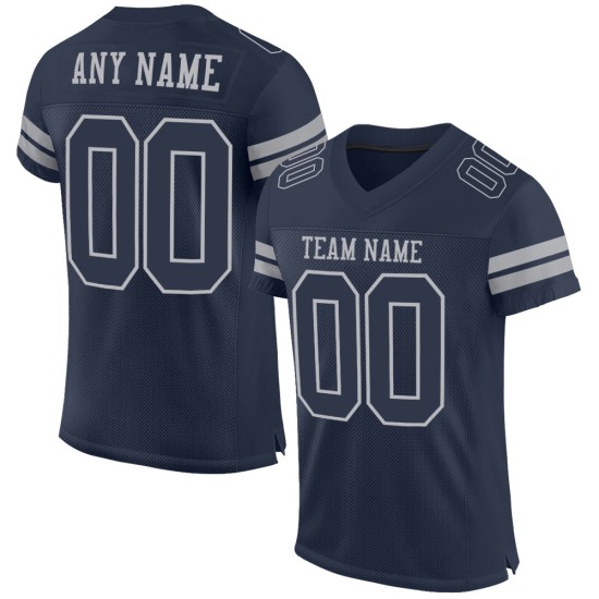Maglia da football blu navy personalizzata autentica grigia Maglia da football blu navy personalizzata autentica grigia