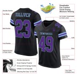 Maglia da calcio personalizzata autentica blu viola-chiara in mesh nera Maglia da calcio personalizzata autentica blu viola-chiara in mesh nera