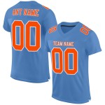 Maglia da calcio leggera autentica personalizzata blu in mesh arancione-bianca Maglia da calcio leggera autentica personalizzata blu in mesh arancione-bianca
