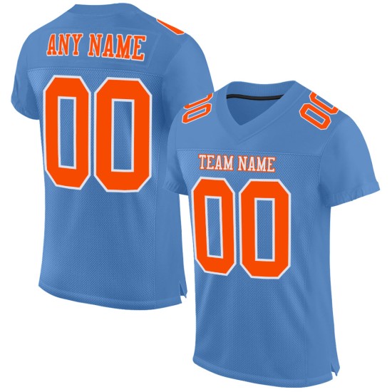 Maglia da calcio leggera autentica personalizzata blu in mesh arancione-bianca Maglia da calcio leggera autentica personalizzata blu in mesh arancione-bianca
