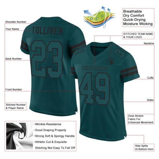 Maglia da football autentica verde-nera Midnight, personalizzata, in rete verde, Midnight Maglia da football autentica verde-nera Midnight, personalizzata, in rete verde, Midnight