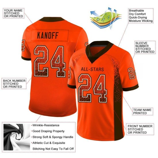 Maglia da football personalizzata Drift in maglia marrone-bianca-arancione alla moda Maglia da football personalizzata Drift in maglia marrone-bianca-arancione alla moda